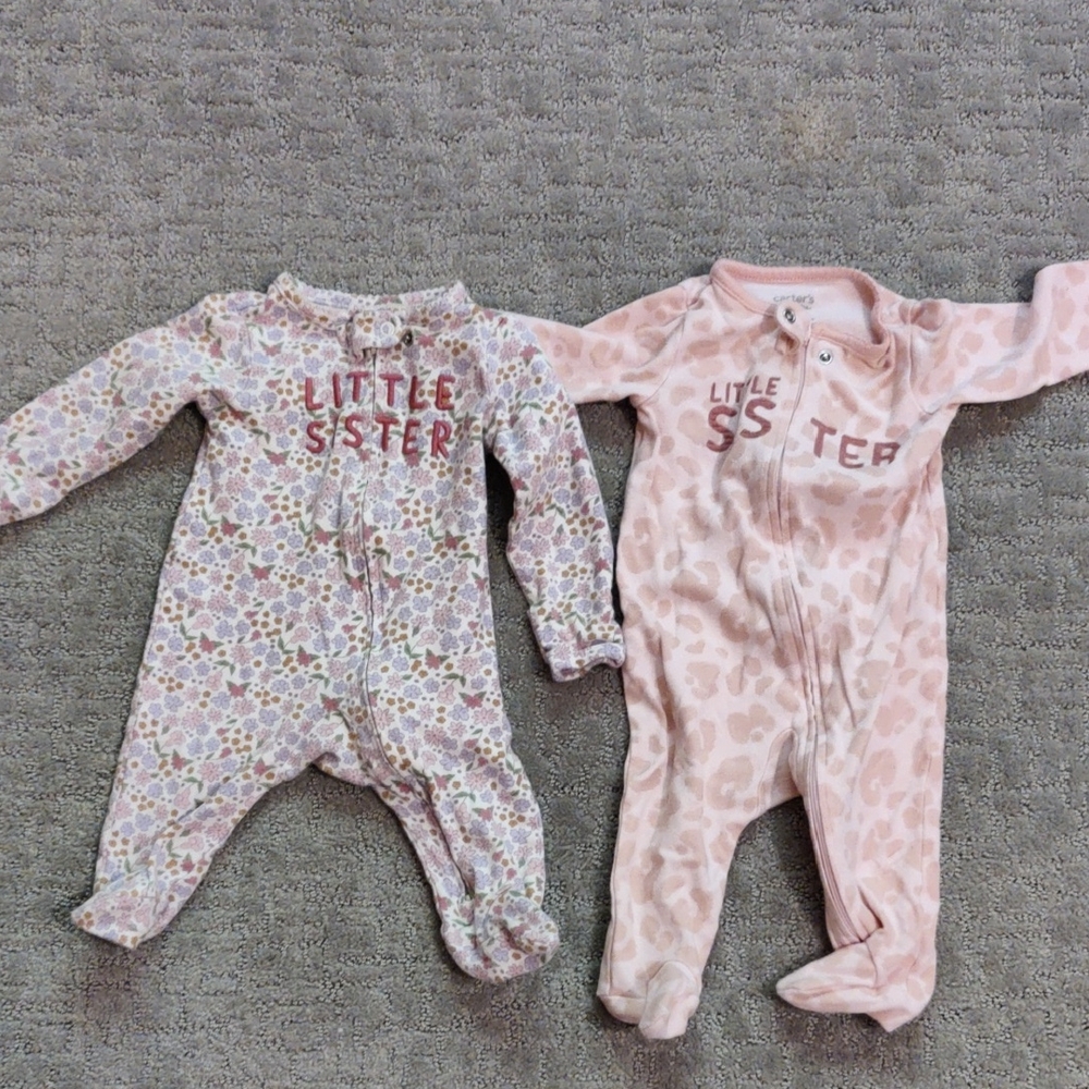 Carter's Pink and Floral Little Sister Footies